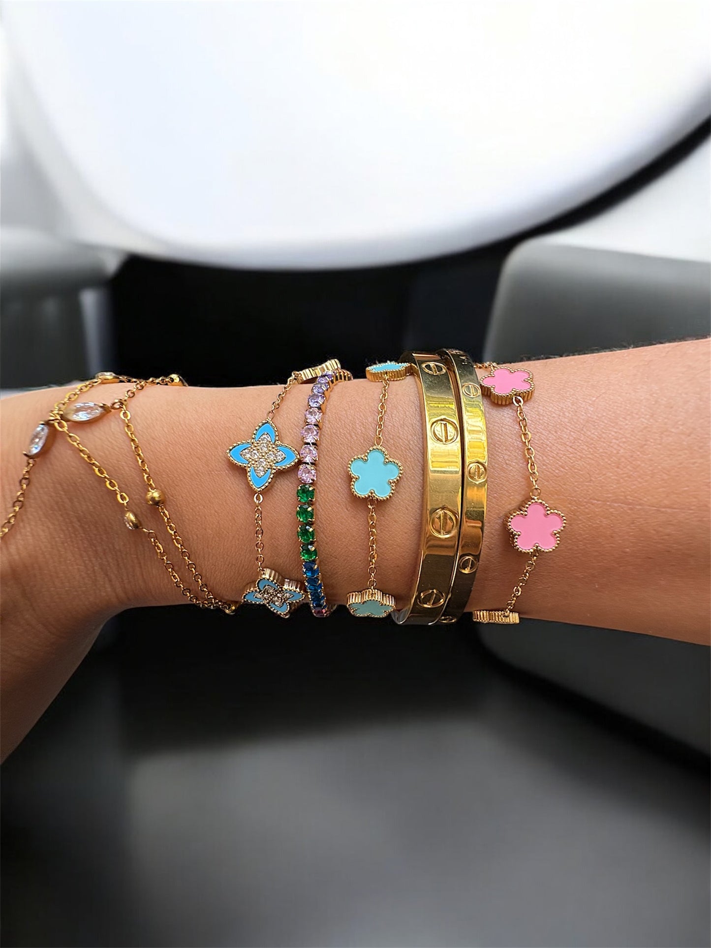 Bracelet trèfles bleu