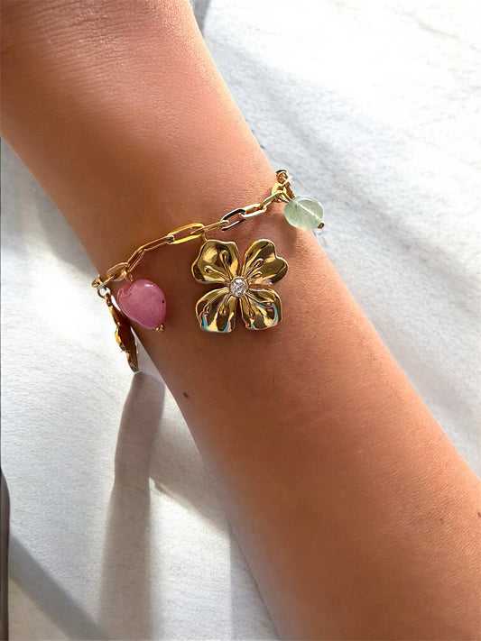 Bracelet breloque fleurs