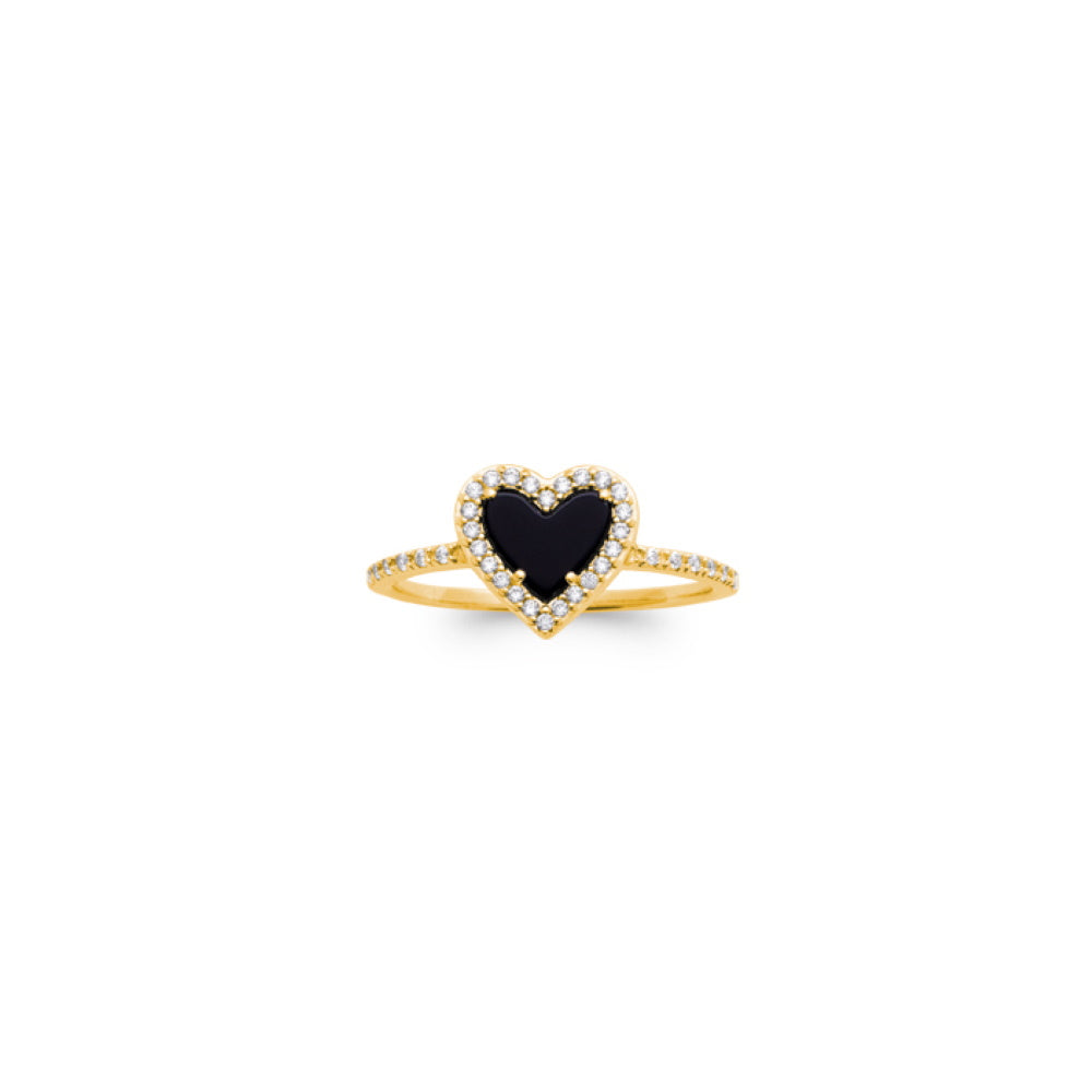 Bague coeur pierre noir