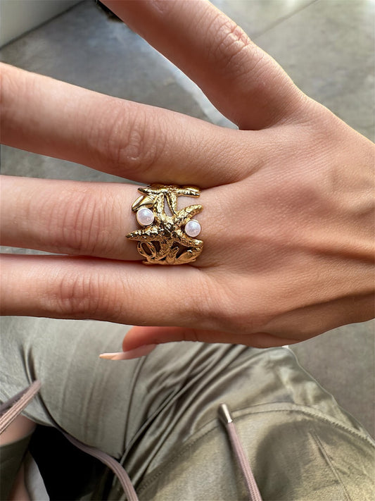 Bague étoile perle