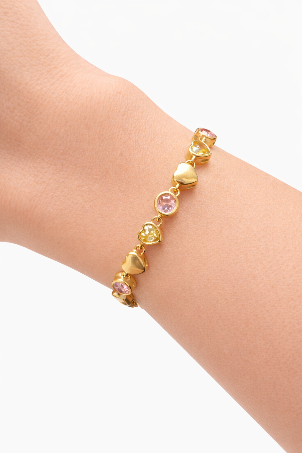 Bracelet cœur rose vert