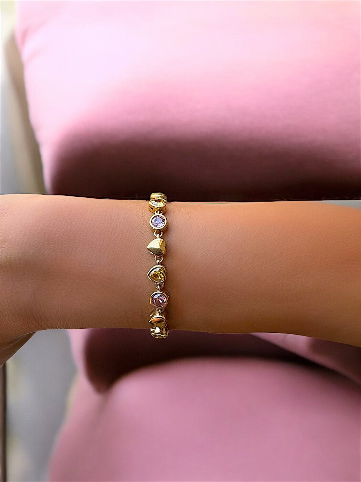 Bracelet cœur rose vert