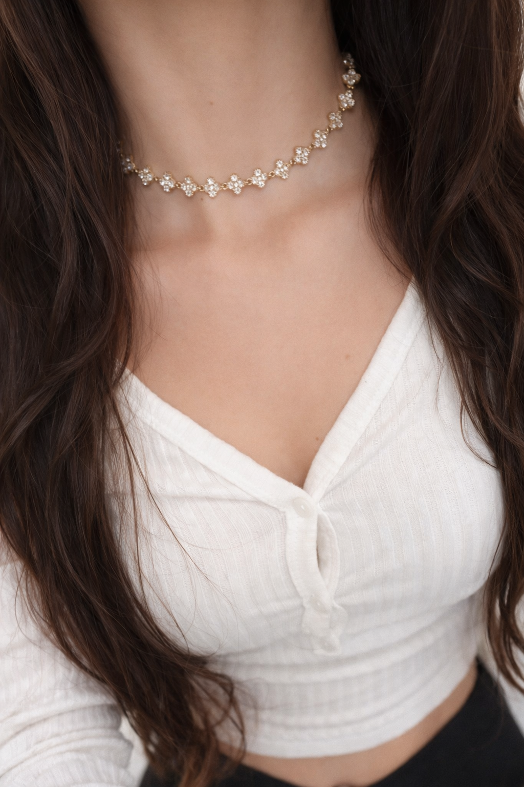 Collier ras de cou trèfle