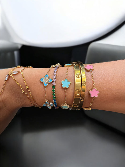 Bracelet trèfles bleu